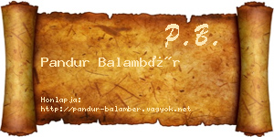 Pandur Balambér névjegykártya